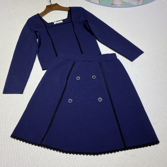 Sandro's new knitted small square collar color matching suit - Picture 8 of 9